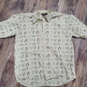 Dick Idol Cabela's Southwestern Aztec Geometric Tribal Print Short Sleeve Button